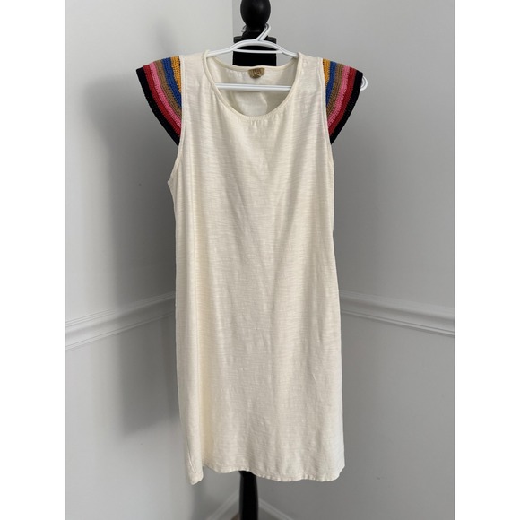 Off white Dress Crochet‎ Sleeves cotton Casual boho summer Dress size M - Picture 1 of 8
